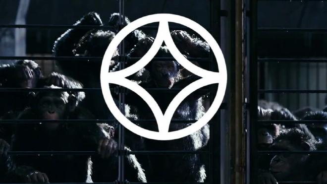 Apes Together Strong: Apes making Caesar&rsquo;s symbol with their arms